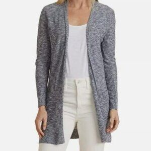 Marine Layer Nantucket Navy Heather Cardigan Cotton Large Longline Lightweight